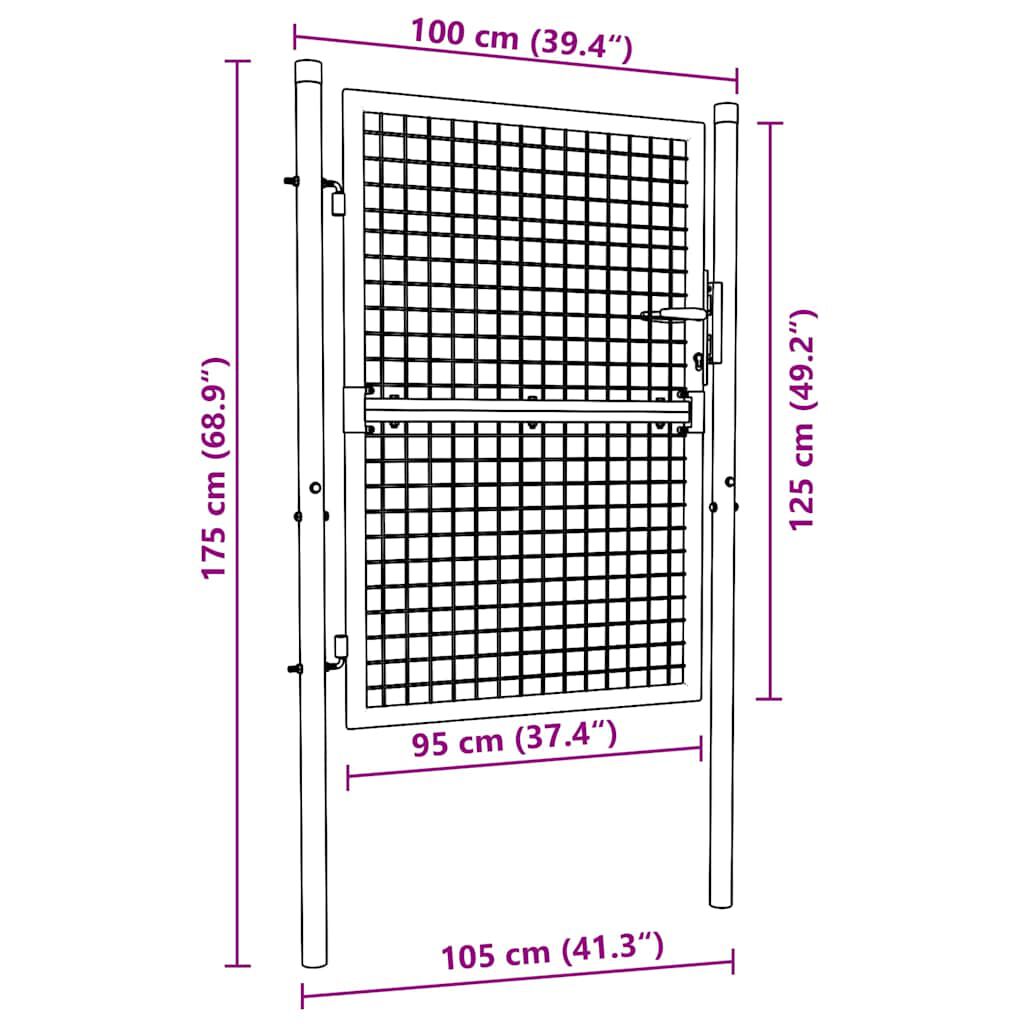 vidaXL Πόρτα Περίφραξης Πράσινη 100 x 125 εκ. Ατσάλινη