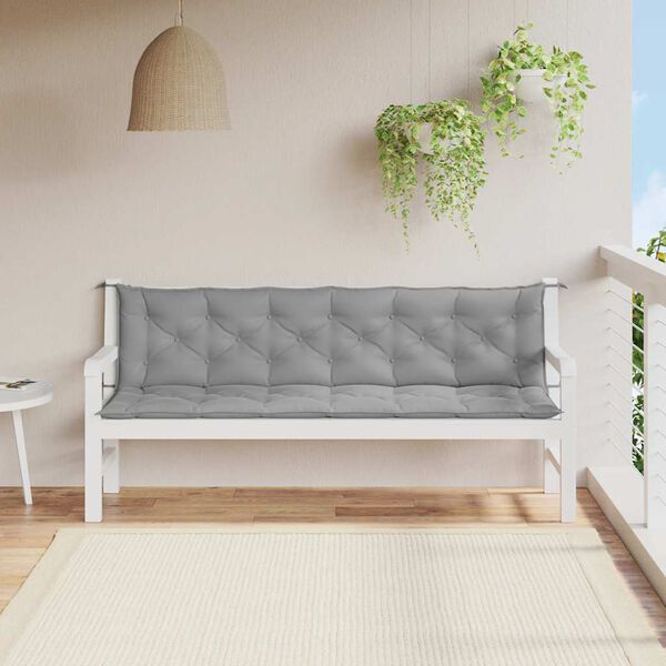 vidaXL Μαξιλάρι Πάγκου Κήπου Γκρι 200x(50+50)x7 εκ. Ύφασμα Oxford