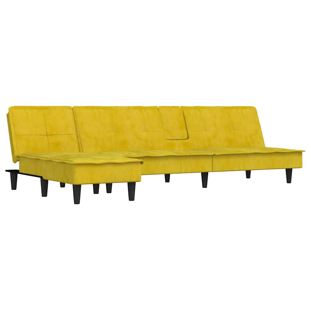 vidaXL Καναπές Κρεβάτι Γωνιακός Κίτρινος 255 x 140 x 70 εκ. Βελούδινος