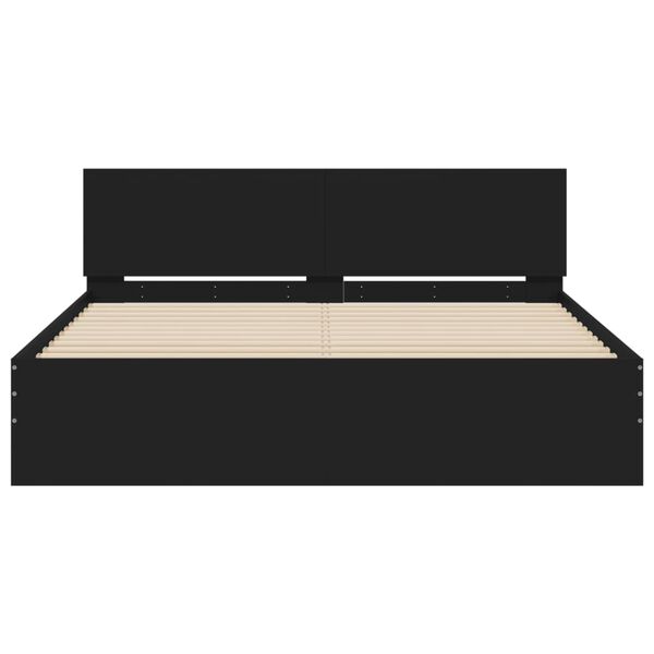 vidaXL Πλαίσιο Κρεβατιού με Κεφαλάρι Μαύρο 140 x 200 εκ.
