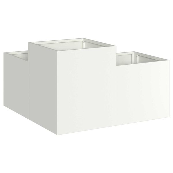 vidaXL Γλάστρα Κήπου Λευκό 80 x 80 x 48 εκ. Ατσάλι