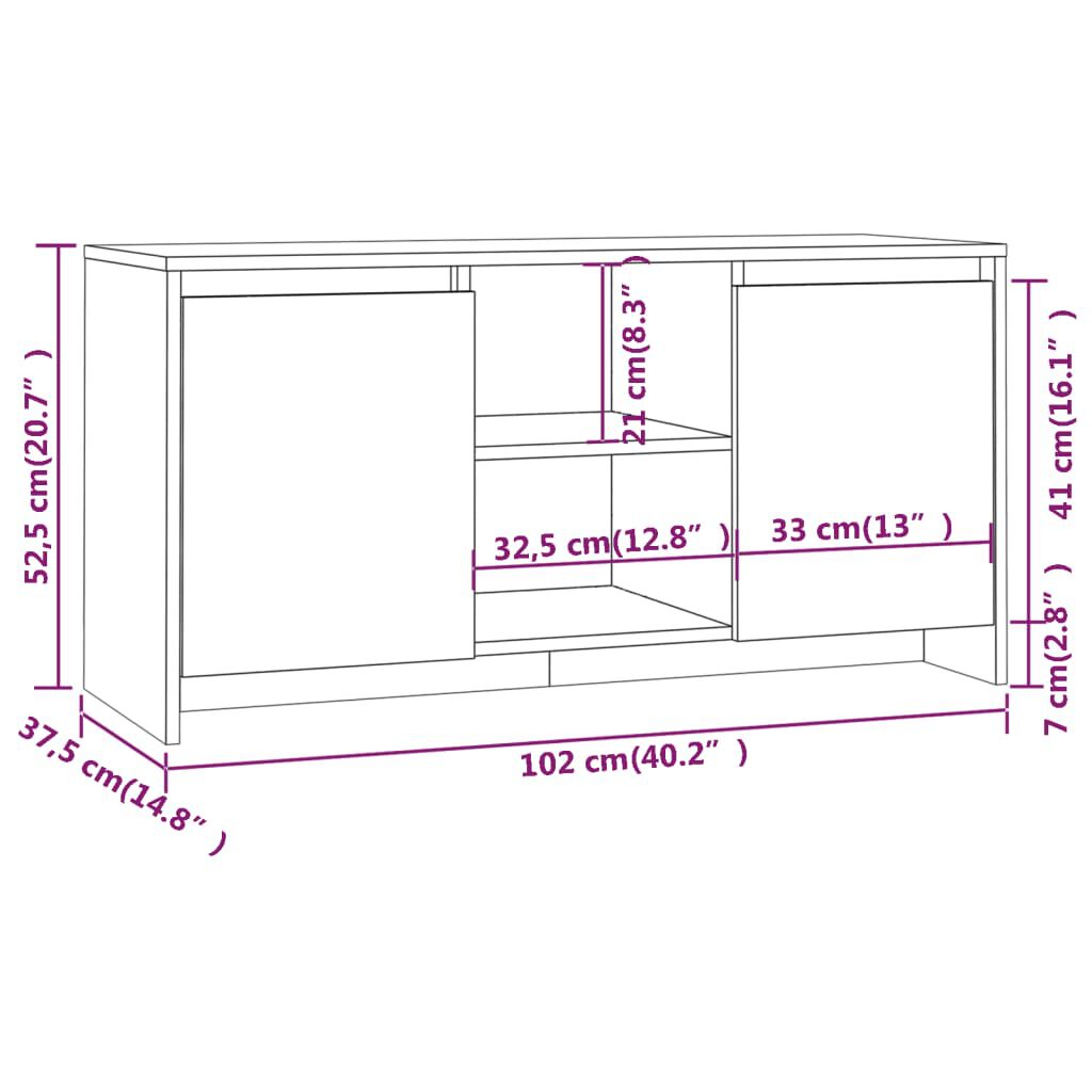 vidaXL Έπιπλο Τηλεόρασης Sonoma Δρυς 102x37,5x52,5 εκ. Επεξεργ. Ξύλο