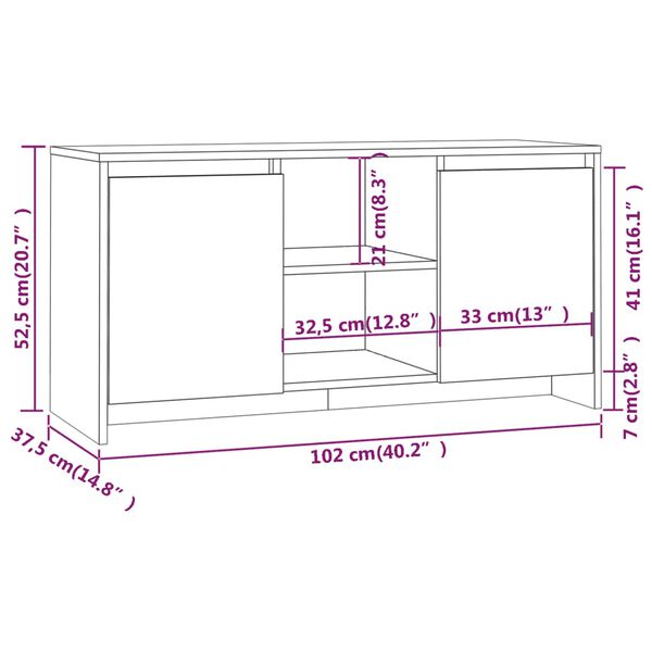 vidaXL Έπιπλο Τηλεόρασης Sonoma Δρυς 102x37,5x52,5 εκ. Επεξεργ. Ξύλο