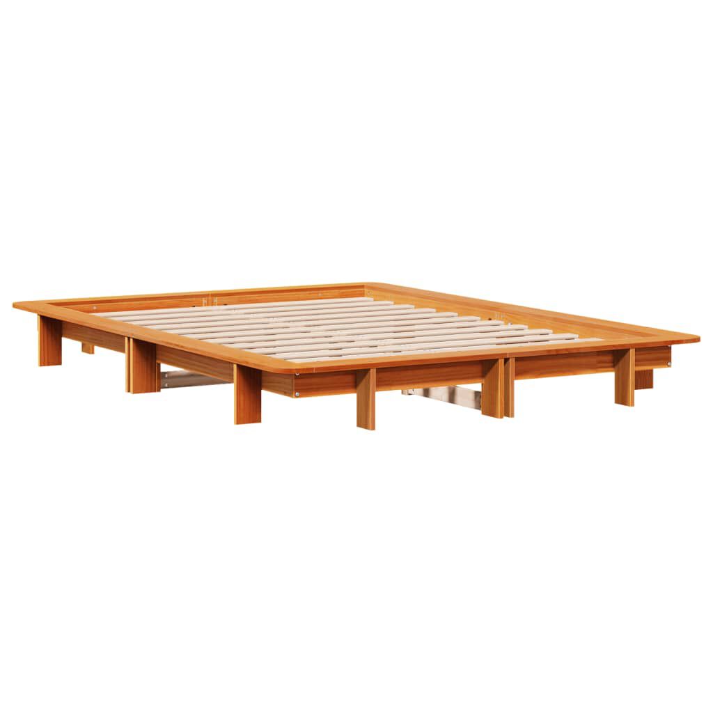 vidaXL Σκελετός Κρεβατιού Χωρίς Στρώμα Καφέ 140x200 Μασίφ Ξύλο Πεύκου