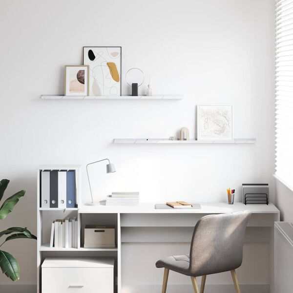 vidaXL &Rho;ά&phi;&iota; &Tau;&omicron;ί&chi;&omicron;&upsilon; &mu;&epsilon; &rho;ά&phi;&iota; 2 pcs &Lambda;&epsilon;&upsilon;&kappa;ό &Mu;ά&rho;&mu;&alpha;&rho;&omicron; 115 x 9 x 3 cm