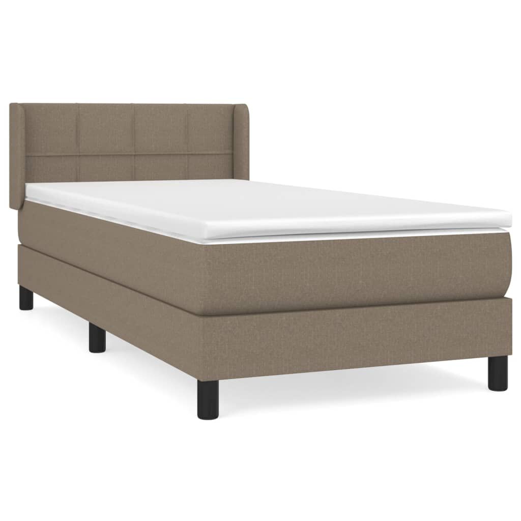 vidaXL Κρεβάτι Boxspring με Στρώμα Taupe 100 x 200 εκ. Υφασμάτινο