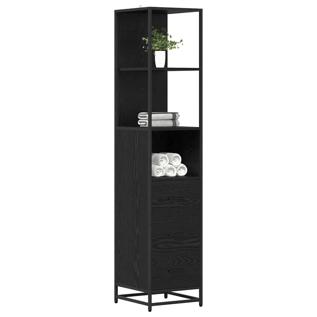 vidaXL Ντουλάπι Μπάνιου με συρτάρι Μαύρη δρυς 35 x 37.5 x 166 εκ.