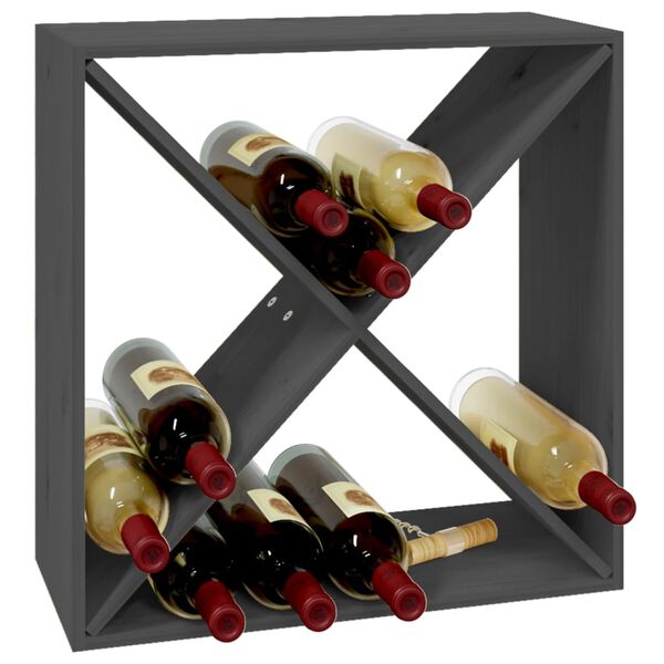 vidaXL Κάβα Κρασιών Γκρι 62 x 25 x 62 εκ. από Μασίφ Ξύλο Πεύκου