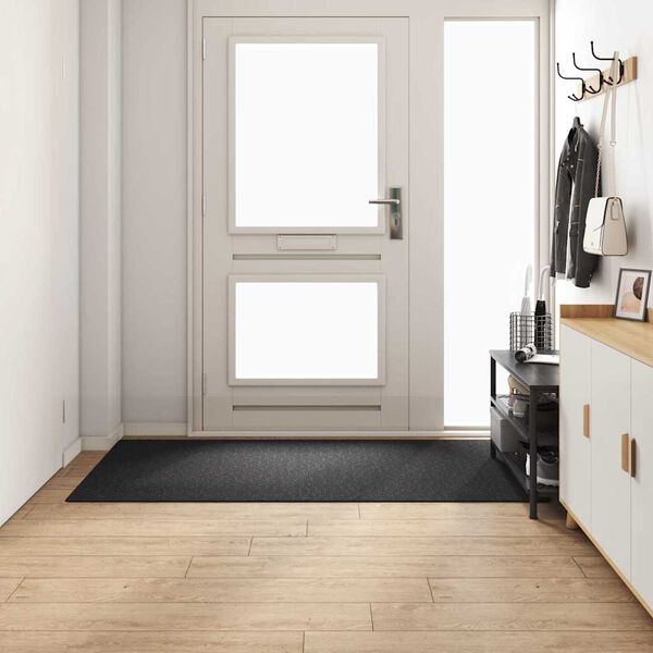 vidaXL Δερμάτινο Χαλί Σκούρο Γκρι 100 x 200 cm 100% Πολυπροπυλένιο