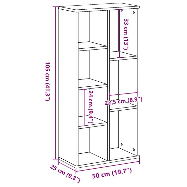 vidaXL Ράφι Μαύρη Δρυς 50x25x105 εκ Επεξεργασμένο ξύλο