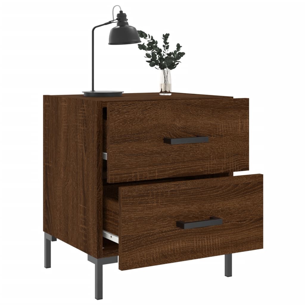 vidaXL Κομοδίνα 2 τεμ. Καφέ Δρυς 40 x 35 x 47,5 εκ. από Επεξεργ. Ξύλο