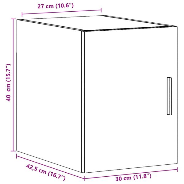 vidaXL Ντουλάπι Τοίχου άσπρο 30x42,5x40 εκ. Επεξεργασμένο Ξύλο