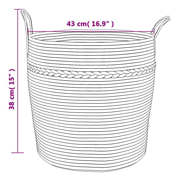 vidaXL Καλάθι Αποθήκευσης Μπεζ και Λευκό Ø43 x 38 εκ. Βαμβακερό