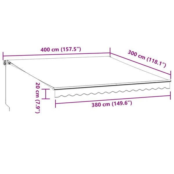 vidaXL Τέντα Πτυσσόμενη Χειροκίνητη με LED Μπορντό 400x300 εκ.