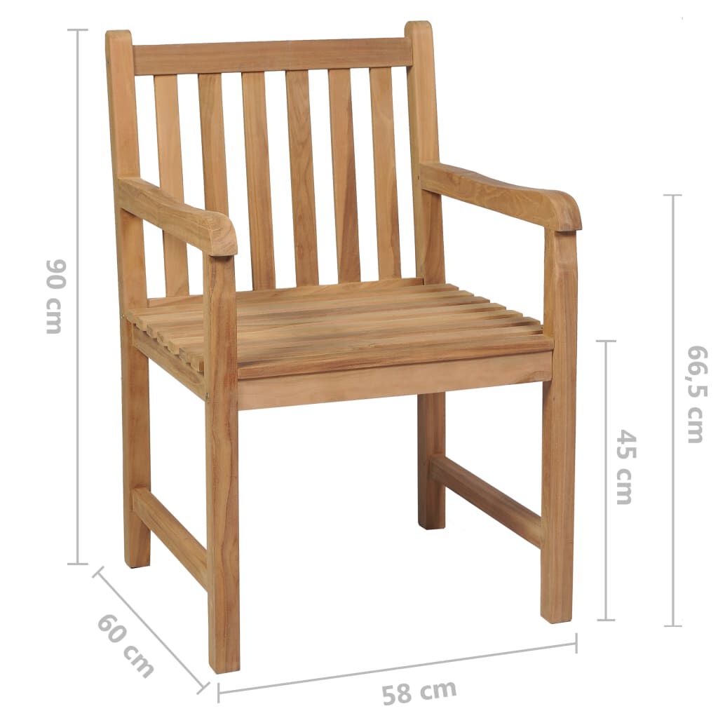 vidaXL Καρέκλες Κήπου 8 Τεμαχίων Μασίφ Ξύλο Teak & Μπλε Ρουά Μαξιλάρια