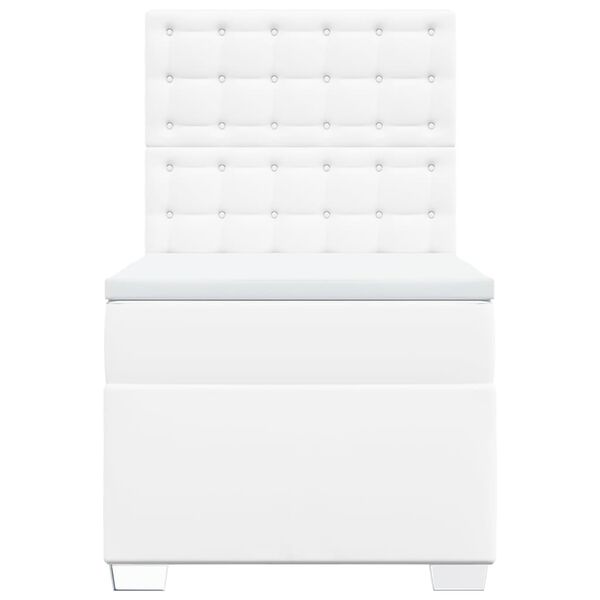 vidaXL Κρεβάτι Boxspring με Στρώμα Λευκό 100x200εκ.από Συνθετικό Δέρμα