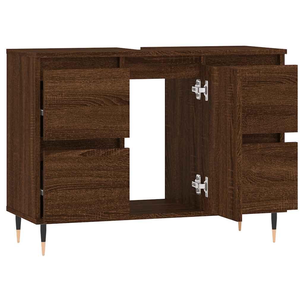 vidaXL Ντουλάπι Μπάνιου Καφέ Δρυς 80 x 33 x 60 εκ. Επεξεργασμένο Ξύλο