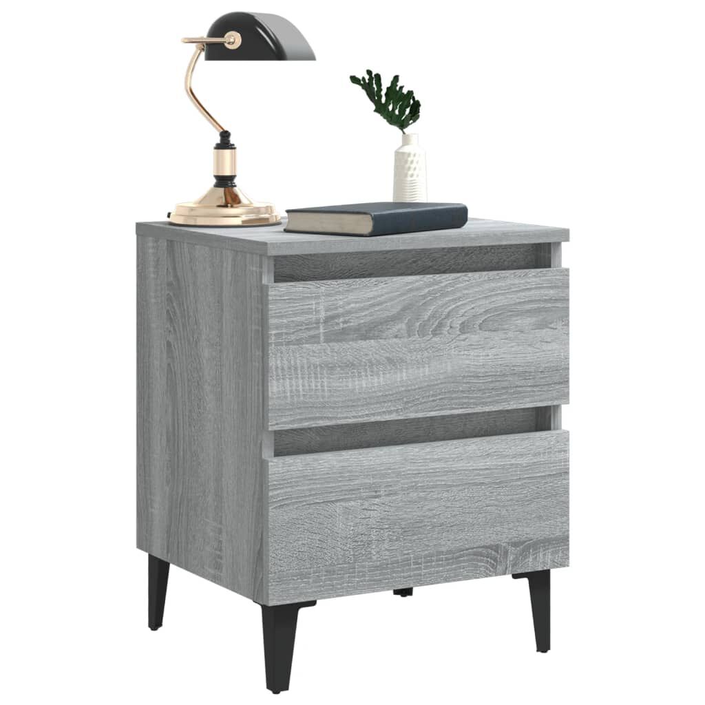 vidaXL Κομοδίνα 2 τεμ. Γκρι Sonoma 40 x 35 x 50 εκ. με Μεταλλικά Πόδια