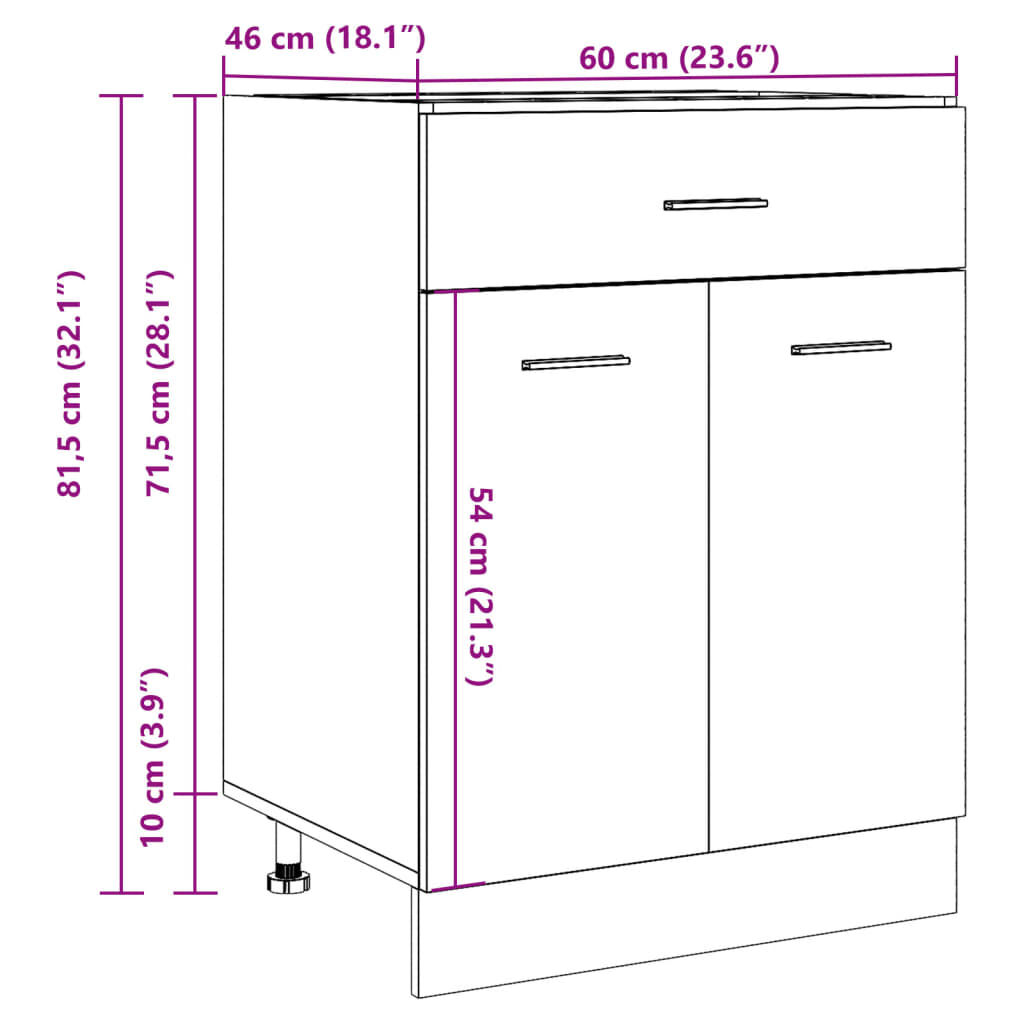 vidaXL Ντουλάπι με Συρτάρι Lyon Γκρι Σκυροδέματος 60x46x81,5 εκ
