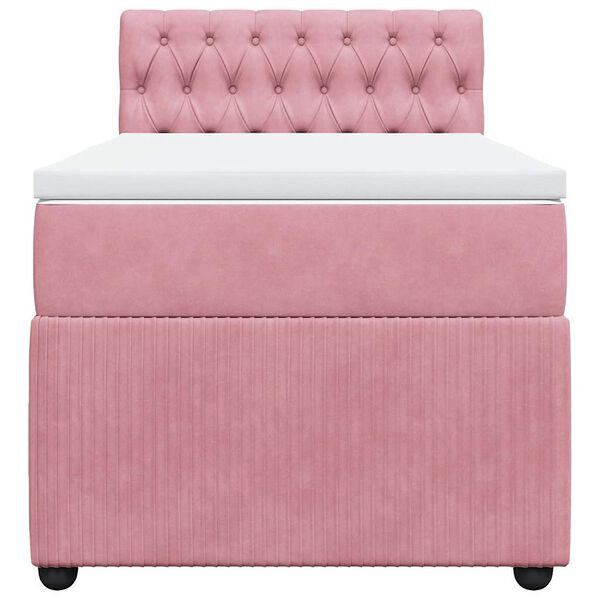 vidaXL Κρεβάτι Boxspring με Στρώμα Ροζ 100x200 εκ. Βελούδινο