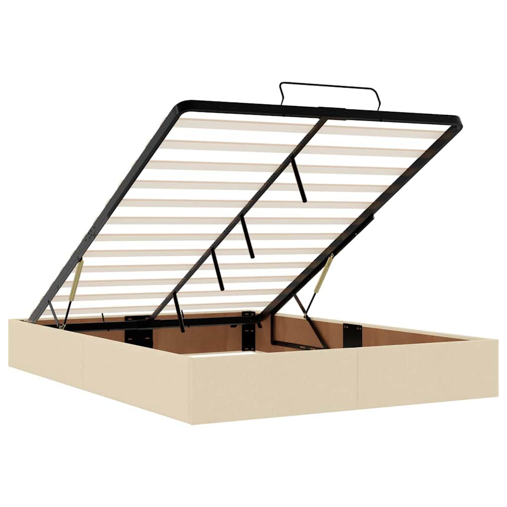 vidaXL Οθωμανικό κρεβάτι με στρώμα & LEDs Cream 140x190cm Ύφασμα