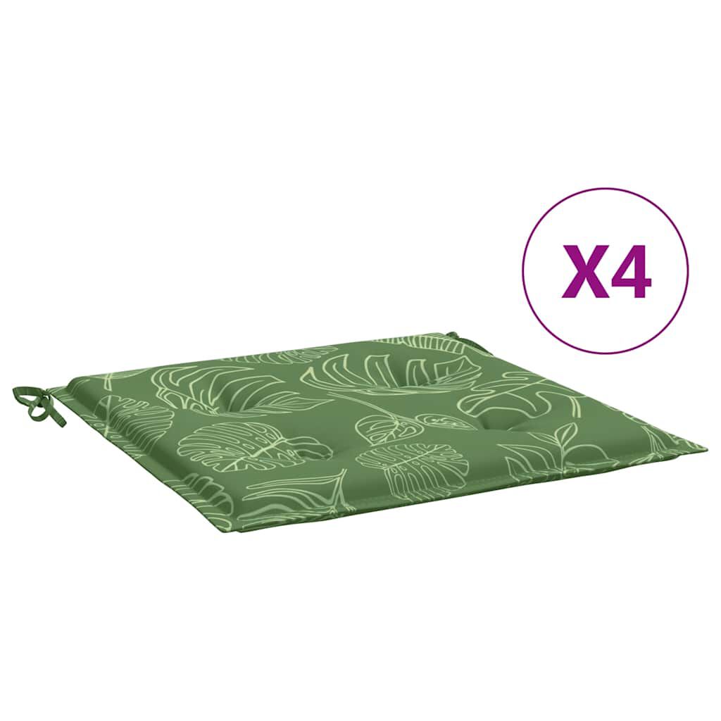 vidaXL Μαξιλάρια Καρέκλας 4 τεμ. Σχέδιο Φύλλων 40x40x4 εκ. Υφασμάτινα