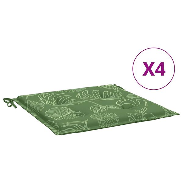 vidaXL Μαξιλάρια Καρέκλας 4 τεμ. Σχέδιο Φύλλων 40x40x4 εκ. Υφασμάτινα