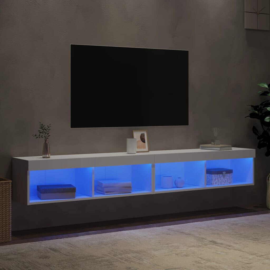 vidaXL Έπιπλα Τηλεόρασης με LED 2 τεμ. Λευκά 100 x 30 x 30 εκ.