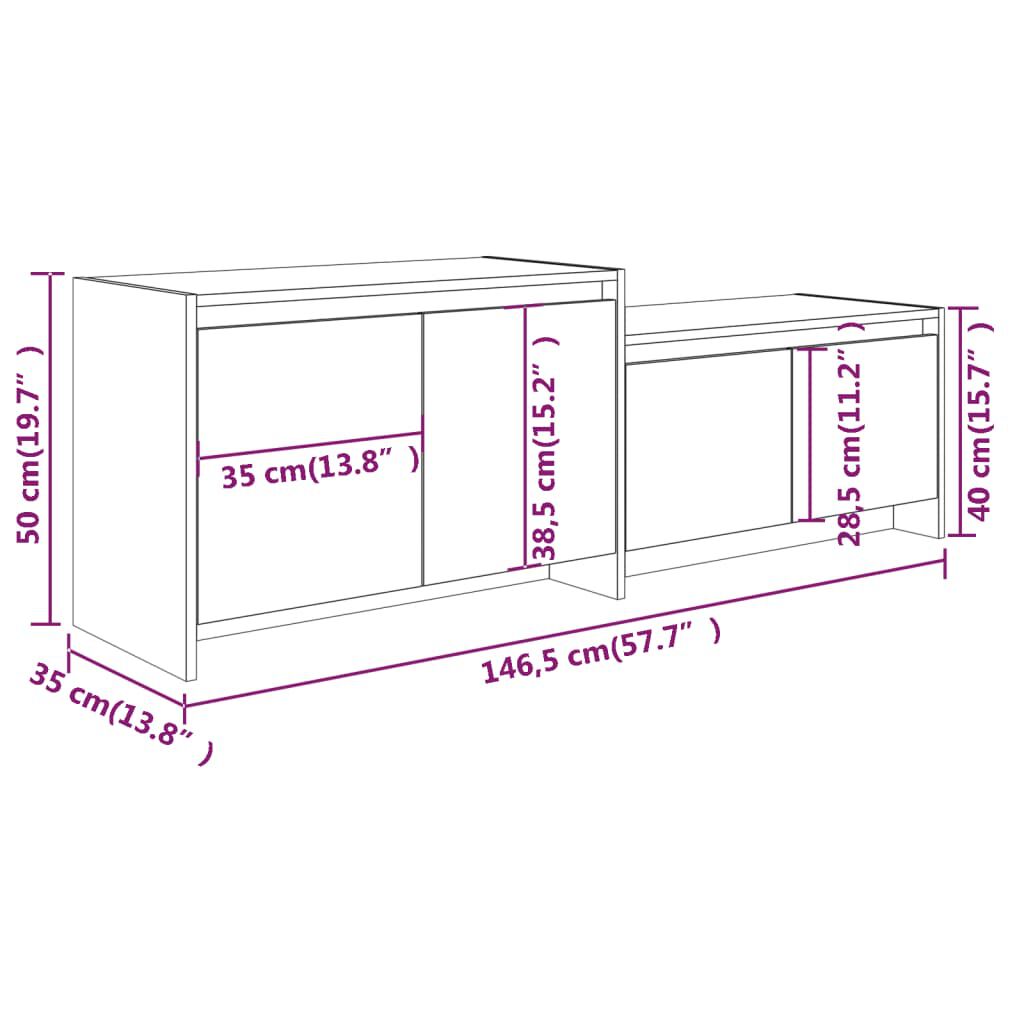 vidaXL Έπιπλο Τηλεόρασης Μαύρο 146,5x35x50 εκ. από Επεξεργ. Ξύλο