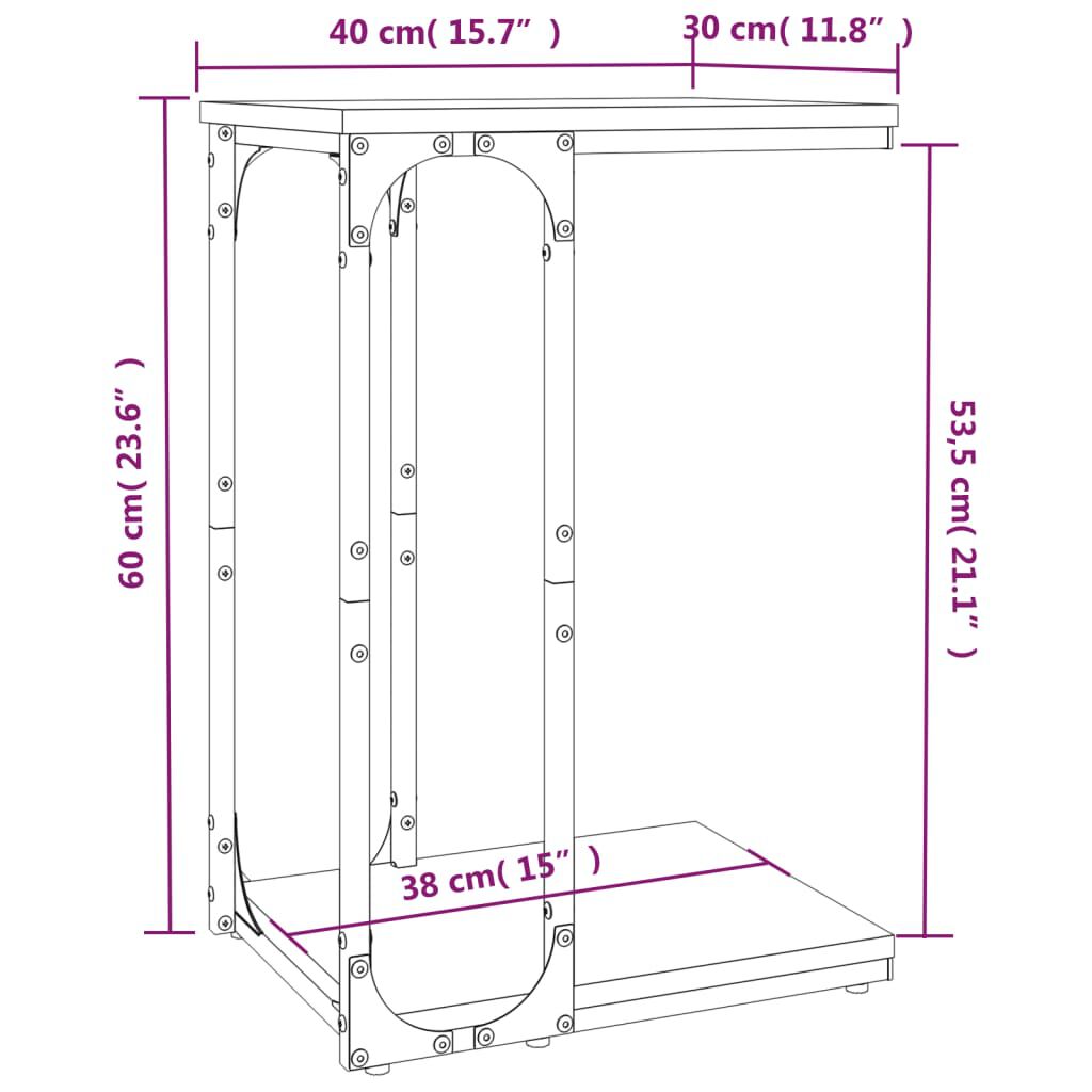 vidaXL Βοηθητικό Τραπέζι Μαύρο 40 x 30 x 60 εκ. από Επεξεργασμένο Ξύλο