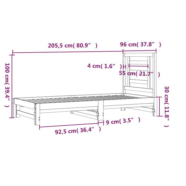 vidaXL Καναπές Κρεβάτι Συρόμενος Μελί 2x(90x200) εκ. από Μασίφ Πεύκο