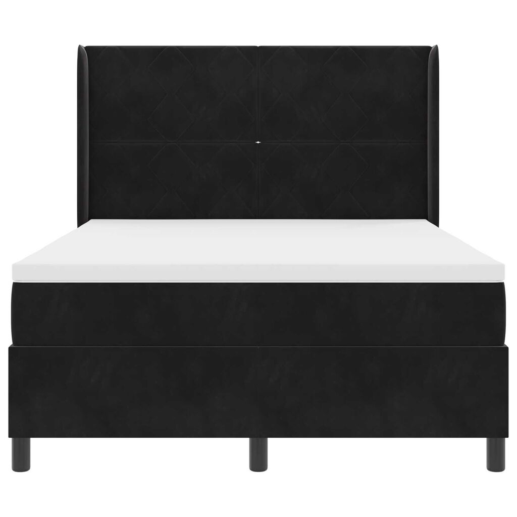 vidaXL Κρεβάτι με Σκηνίωμα και Στρώμα & LED Μαύρο 140x200 εκ. Βελούδο
