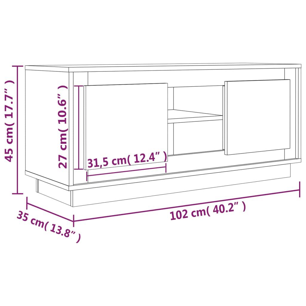 vidaXL Έπιπλο Τηλεόρασης Καφέ Δρυς 102 x 35 x 45 εκ. από Επεξεργ. Ξύλο