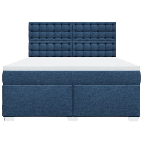 vidaXL Κρεβάτι Boxspring με Στρώμα Μπλε 180x200 εκ. Υφασμάτινο