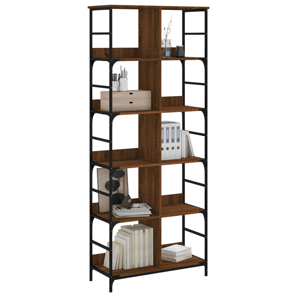 vidaXL Βιβλιοθήκη Καφέ Δρυς 78,5 x 33 x 188,5 εκ. Επεξεργασμένο Ξύλο