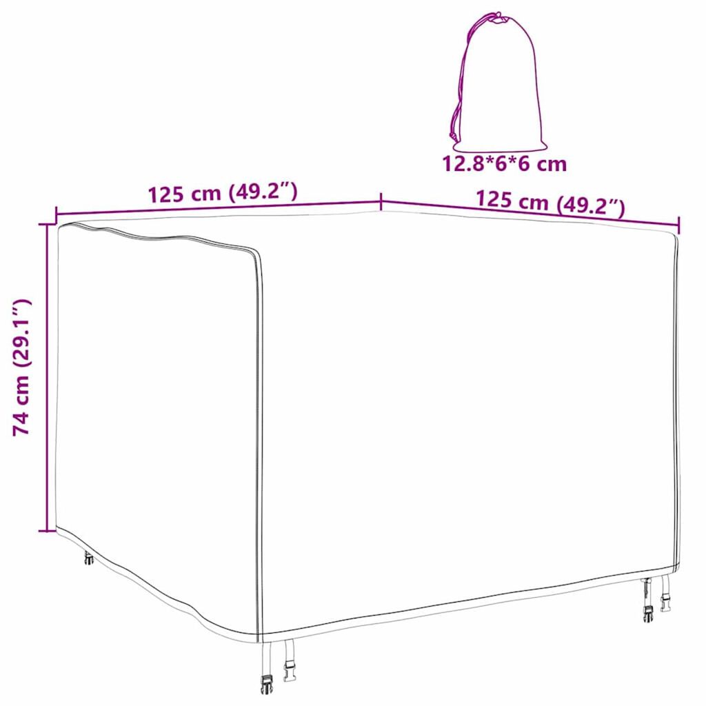 vidaXL Κάλυμμα Επίπλων Εξωτερικού Χώρου 125 x 125 x 74 cm Ύφασμα 210D