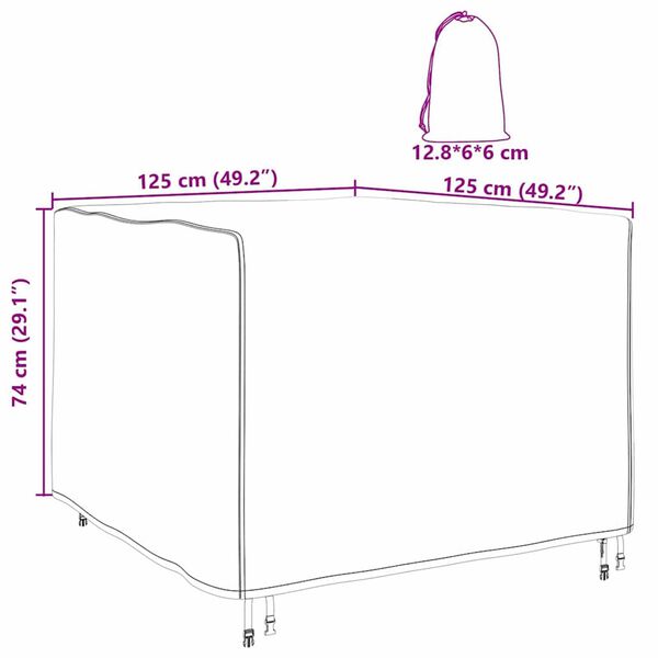 vidaXL Κάλυμμα Επίπλων Εξωτερικού Χώρου 125 x 125 x 74 cm Ύφασμα 210D