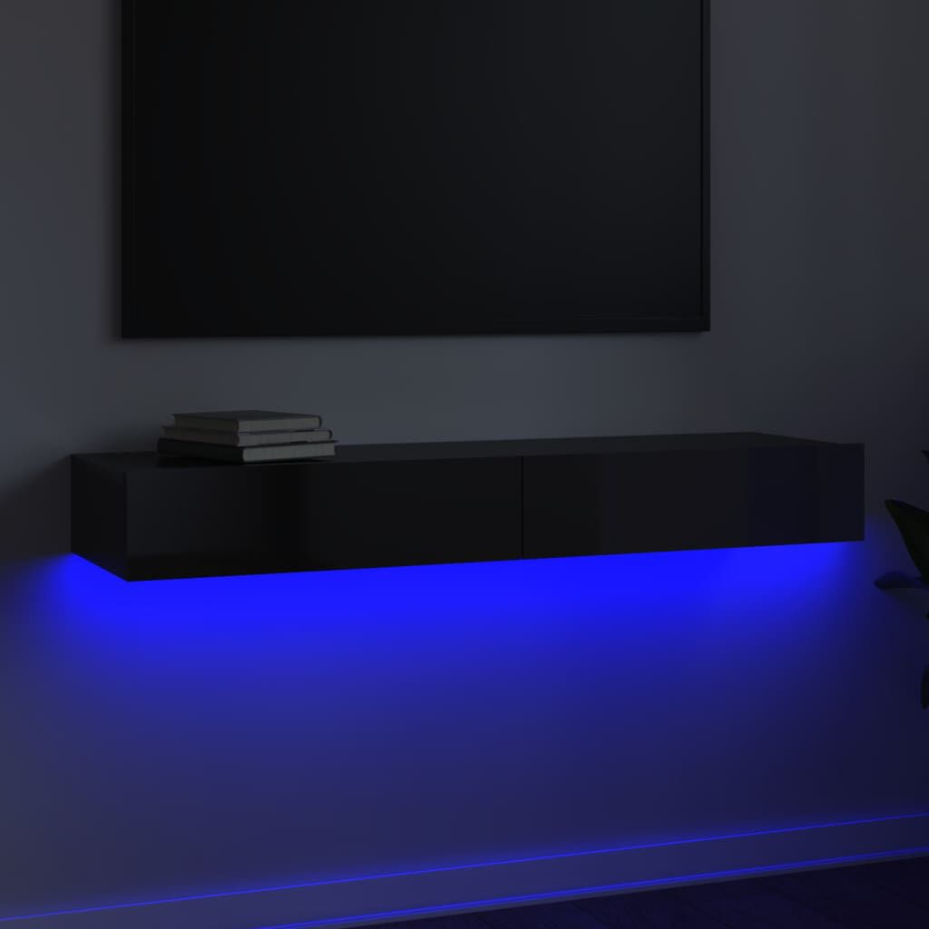 vidaXL Έπιπλο Τηλεόρασης με LED Γυαλιστερό Γκρι 120x35x15,5 εκ.