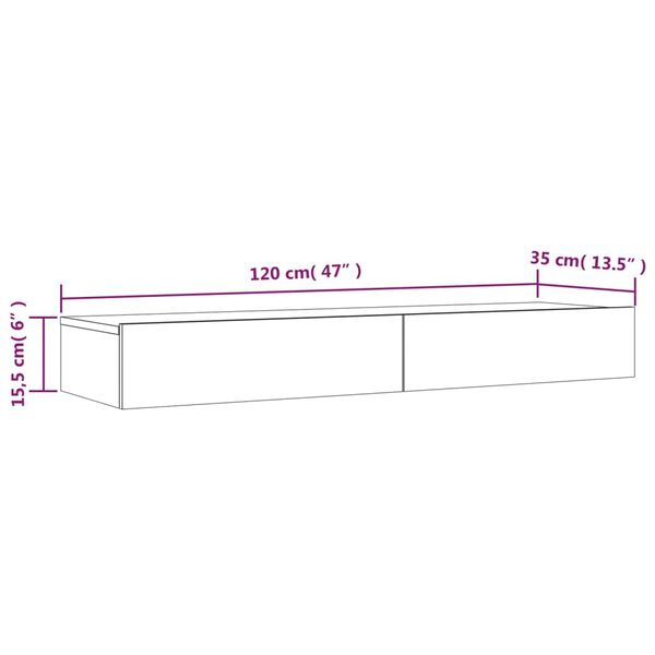 vidaXL Έπιπλο Τηλεόρασης με LED Λευκό/Sonoma Δρυς 120 x 35 x 15,5 εκ.