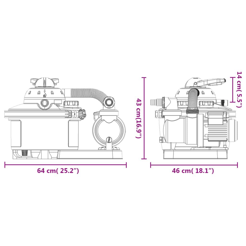 vidaXL Αντλία / Φίλτρο Άμμου με Χρονοδιακόπτη 450 W 25 Λίτρα