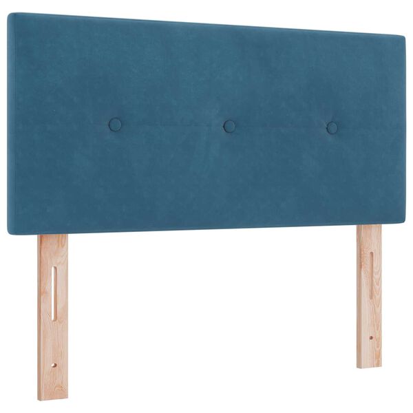 Κρεβάτι Box Spring με Στρώμα & LED vidaXL Σκούρο Μπλε 100x200 εκ. Βελούδο