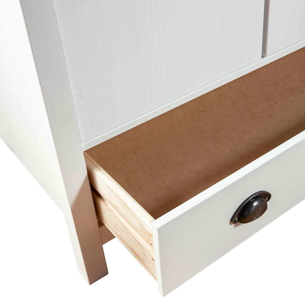 vidaXL Ντουλάπα Hill Δίφυλλη Λευκή 89x50x170 εκ. Μασίφ Ξύλο Πεύκου