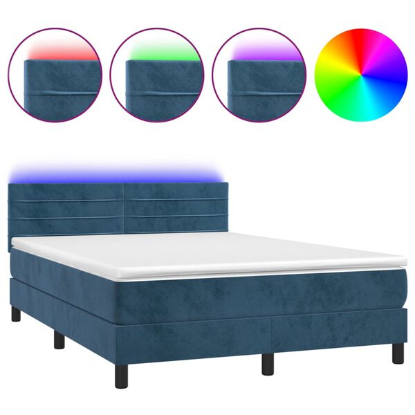 vidaXL &Kappa;&rho;&epsilon;&beta;ά&tau;&iota; Boxspring &mu;&epsilon; &Sigma;&tau;&rho;ώ&mu;&alpha; & LED &Sigma;&kappa;. &Mu;&pi;&lambda;&epsilon; 140x200&epsilon;&kappa;. &Beta;&epsilon;&lambda;&omicron;ύ&delta;&iota;&nu;&omicron;