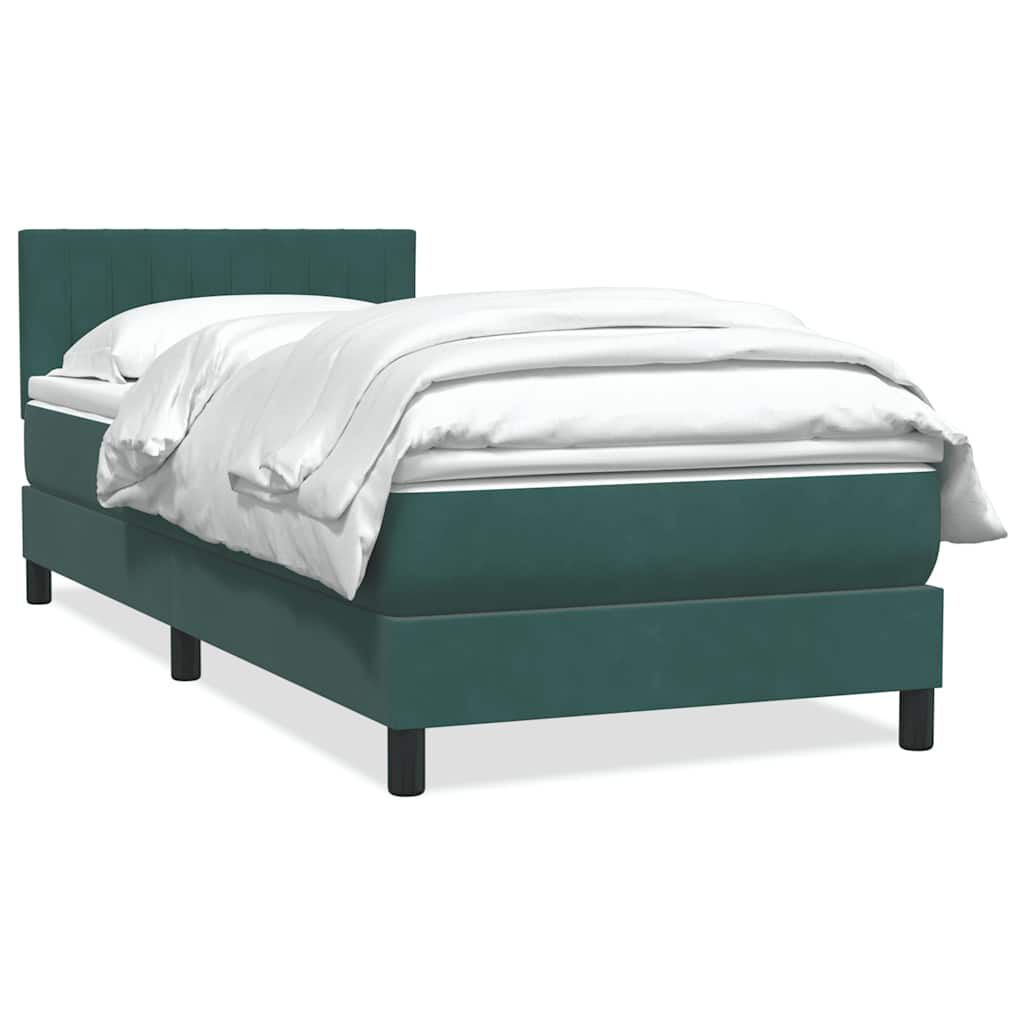 vidaXL Box Spring Κρεβάτι με στρώμα Σκούρο πράσινο 80x210 cm Velvet
