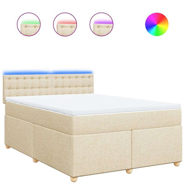 vidaXL &Kappa;&rho;&epsilon;&beta;ά&tau;&iota; Boxspring &mu;&epsilon; &Sigma;&tau;&rho;ώ&mu;&alpha; &Kappa;&rho;&epsilon;&mu; 140x190 &epsilon;&kappa;. &Upsilon;&phi;&alpha;&sigma;&mu;ά&tau;&iota;&nu;&omicron;