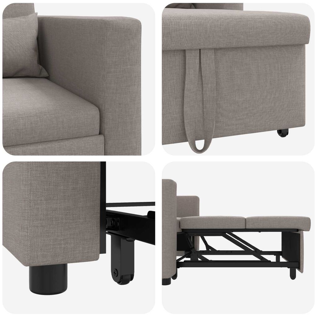 vidaXL Μονός καναπές-κρεβάτι Taupe 90 x 165 x 87 εκ. ύφασμα