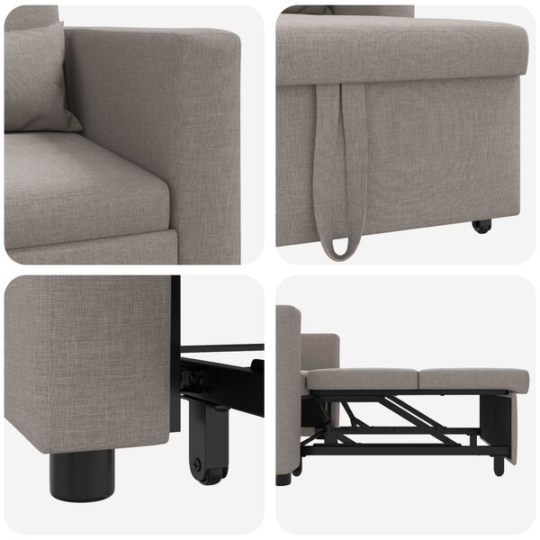 vidaXL Μονός καναπές-κρεβάτι Taupe 90 x 165 x 87 εκ. ύφασμα