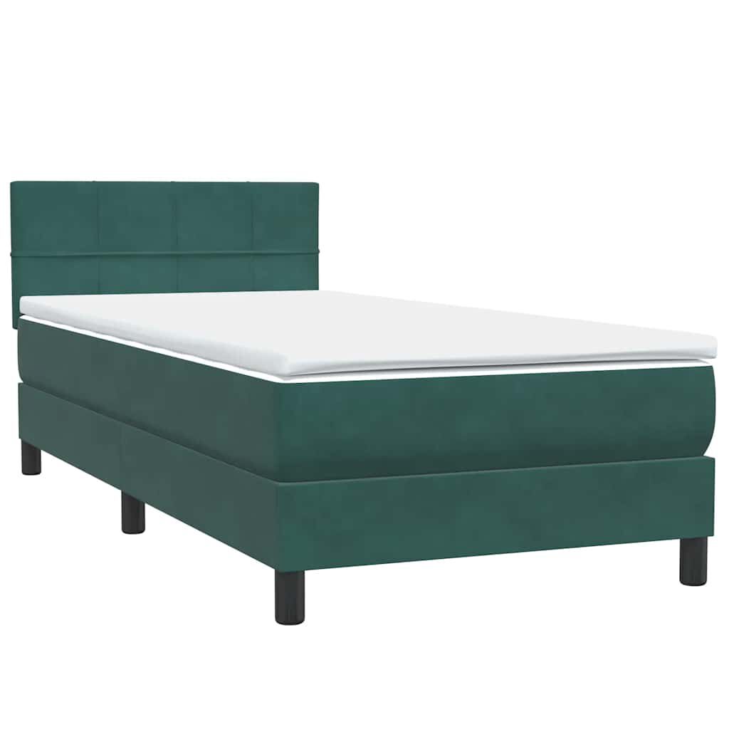 vidaXL Box Spring Κρεβάτι με στρώμα Σκούρο πράσινο 80x210 cm Velvet