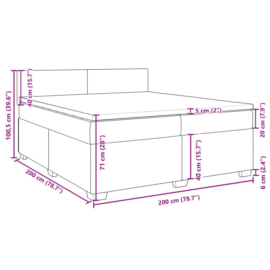 vidaXL Κρεβάτι Boxspring με Στρώμα Κρεμ 200x200 εκ. Υφασμάτινο