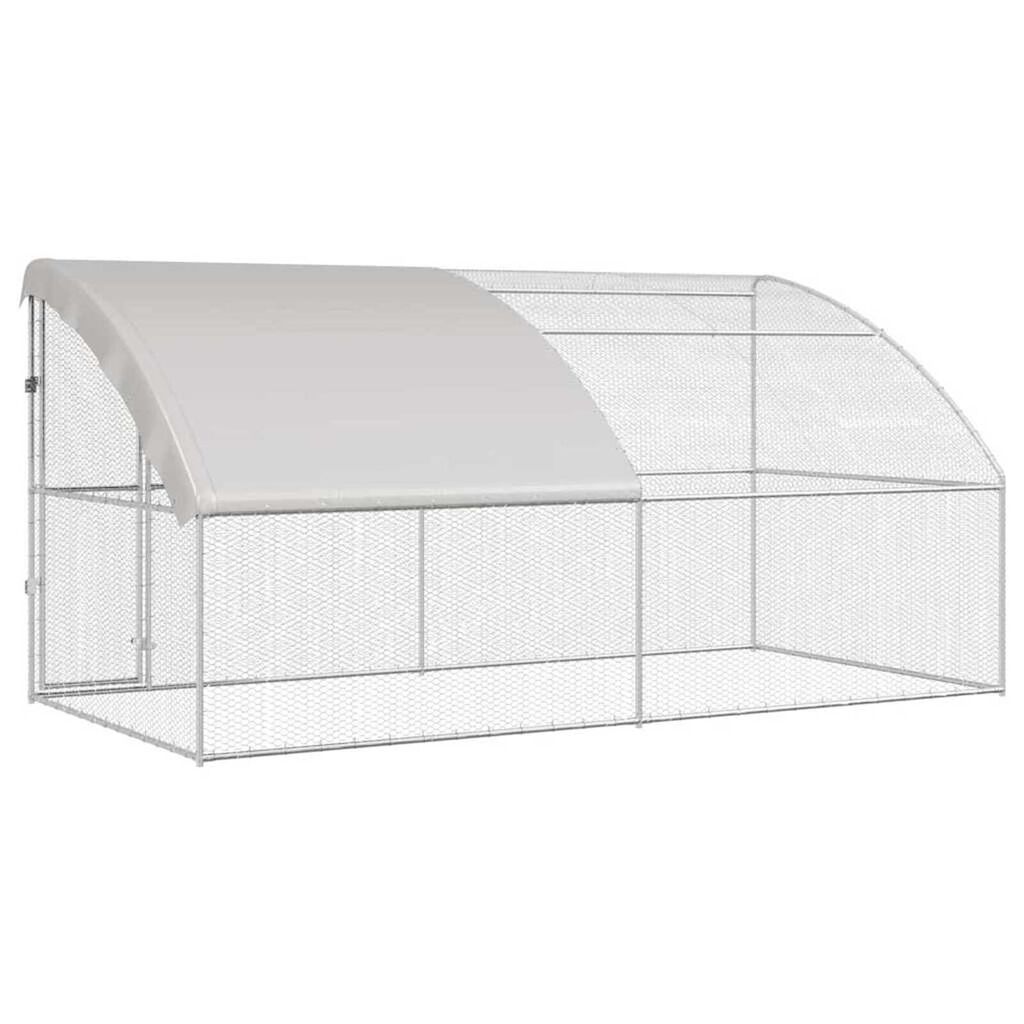 vidaXL Κλουβί για κότες Ασημί 400 x 200 x 198.5 εκ
